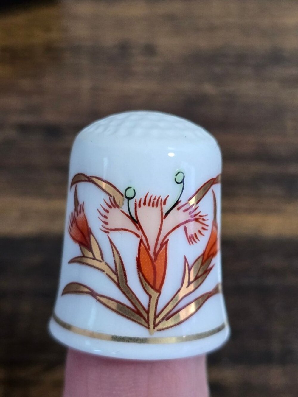 Thimble Collectors Club Porcelain Set 3 Arctic Animals Floral Gold Orange Flower - Picture 13 of 16